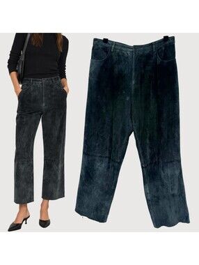 Vintage Brandon Thomas Black Suede Cropped Pants 31 Waist